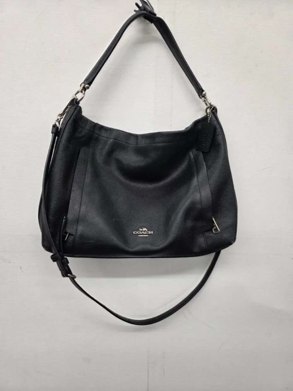 COACH Scout Hobo Black Pebbled Leather Shoulder Crossbody Bag